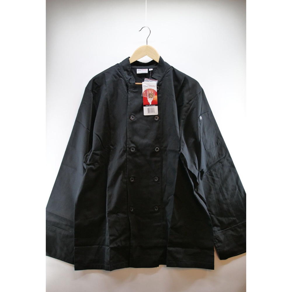 Chef Works Men's Chef Cook Coat - Black -‎ Size L and XL